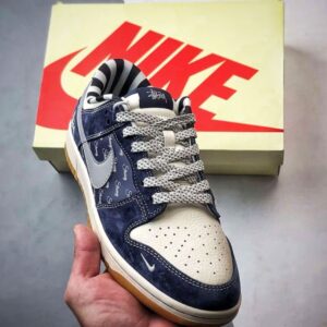 【AT3294】Nike Dunk x Stussy コラボレーションモデル Nike Dunk Low Retro ステューシー ホワイトブルーグレーガムソール ローカット カジュアルスポーツシューズ