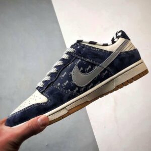 【AT3294】Nike Dunk x Stussy コラボレーションモデル Nike Dunk Low Retro ステューシー ホワイトブルーグレーガムソール ローカット カジュアルスポーツシューズ