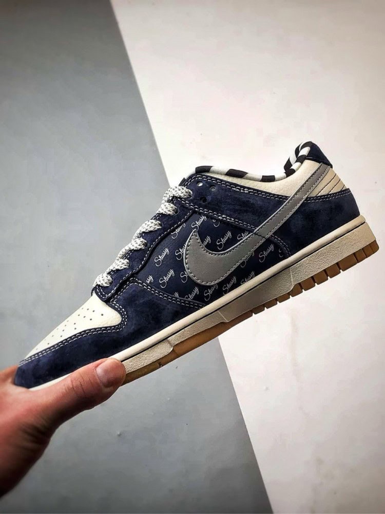 【AT3294】Nike Dunk x Stussy コラボレーションモデル Nike Dunk Low Retro ステューシー ホワイトブルーグレーガムソール ローカット カジュアルスポーツシューズ