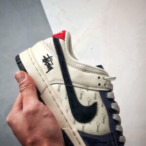 【AT3295】Nike Dunk x StussyコラボレーションスニーカーNike Dunk Low Retro、ステューシーホワイトブルーブラック、ローカットカジュアルスポーツシューズ
