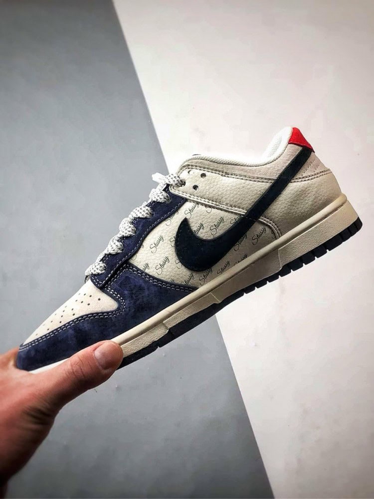 【AT3295】Nike Dunk x StussyコラボレーションスニーカーNike Dunk Low Retro、ステューシーホワイトブルーブラック、ローカットカジュアルスポーツシューズ