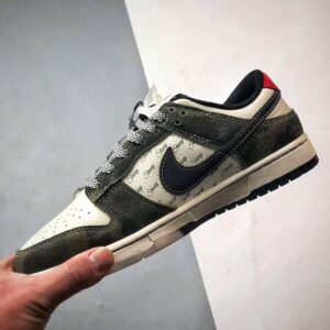 【AT3298】Nike Dunk x Stussy コラボレーションのクラシックスポーツシューズ、Nike Dunk Low Retro ステューシー ホワイト/ダークグリーン ローカットカジュアルスポーツシューズ