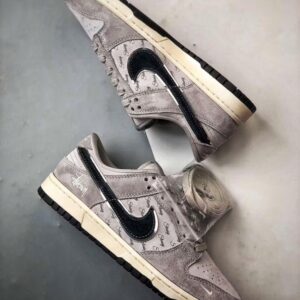 【AT3300】Nike Dunk x Stussy コラボレーションスポーツシューズ Nike Dunk Low Retro ステューシー グレー黒ロゴ ローカット カジュアルスポーツシューズ