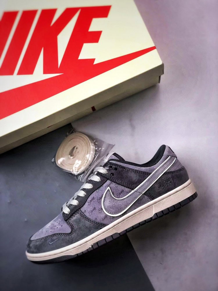 【AT3303】Nike Dunk x Stussy コラボレーションスニーカー Nike Dunk Low Retro ステューシー ダークグレー パッチワーク ローカット カジュアルスポーツシューズ