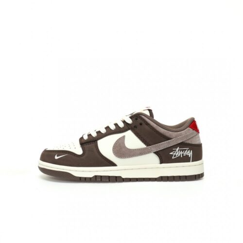 【AT3305】Nike Dunk x Stussy コラボレーションクラシックスニーカー、Nike Dunk Low Retro ステューシー ホワイトブラウン ローカットカジュアルスポーツシューズ