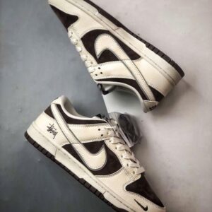 【AT3308】Nike Dunk x Stussy コラボレーション スニーカー Nike Dunk Low Retro ステューシー ホワイト/ダークブラウン ローカット カジュアルスポーツシューズ