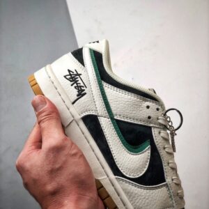 【AT3309】Nike Dunk x Stussy コラボレーションスニーカー Nike Dunk Low Retro ステューシー ブラックホワイトグリーン 影柄 ローカット カジュアルスポーツシューズ