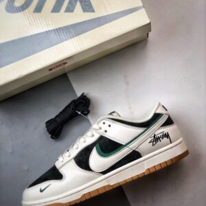 【AT3309】Nike Dunk x Stussy コラボレーションスニーカー Nike Dunk Low Retro ステューシー ブラックホワイトグリーン 影柄 ローカット カジュアルスポーツシューズ