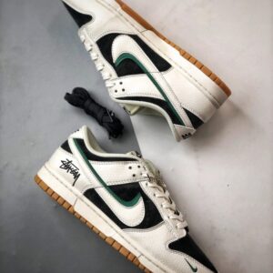 【AT3309】Nike Dunk x Stussy コラボレーションスニーカー Nike Dunk Low Retro ステューシー ブラックホワイトグリーン 影柄 ローカット カジュアルスポーツシューズ