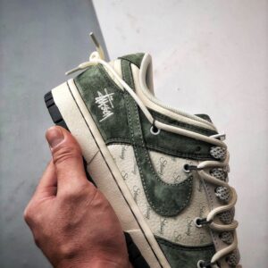 【AT3311】Nike Dunk x Stussy コラボレーションスニーカー Nike Dunk Low Retro ステューシー ホワイトグリーン ディストラクションストラップ ロートップカジュアルスポーツシューズ