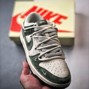 【AT3311】Nike Dunk x Stussy コラボレーションスニーカー Nike Dunk Low Retro ステューシー ホワイトグリーン ディストラクションストラップ ロートップカジュアルスポーツシューズ