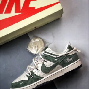 【AT3311】Nike Dunk x Stussy コラボレーションスニーカー Nike Dunk Low Retro ステューシー ホワイトグリーン ディストラクションストラップ ロートップカジュアルスポーツシューズ