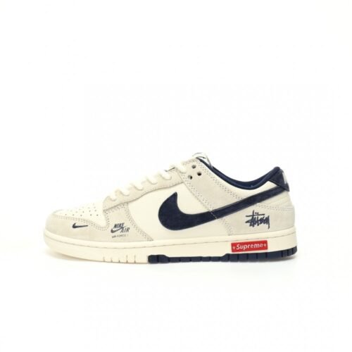 【AT3312】Nike Dunk x Stussy x Supreme コラボスニーカー Nike Dunk Low Retro ステューシー ホワイト ネイビー ローカット スニーカー