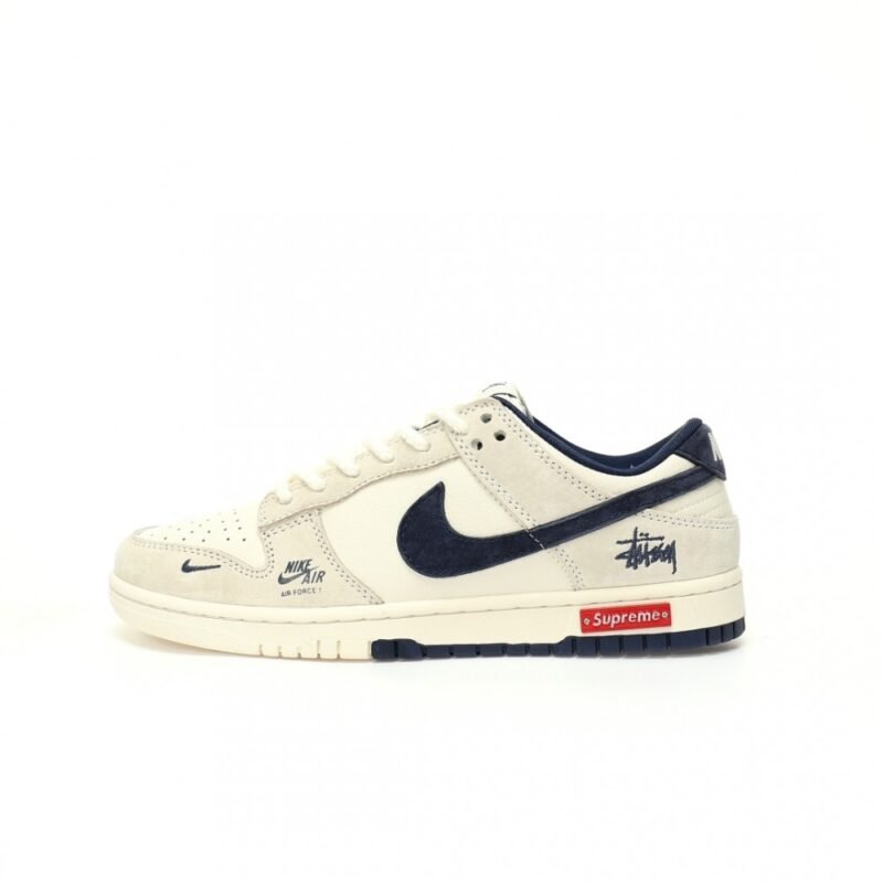 【AT3312】Nike Dunk x Stussy x Supreme コラボスニーカー Nike Dunk Low Retro ステューシー ホワイト ネイビー ローカット スニーカー