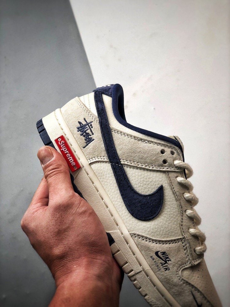 【AT3312】Nike Dunk x Stussy x Supreme コラボスニーカー Nike Dunk Low Retro ステューシー ホワイト ネイビー ローカット スニーカー