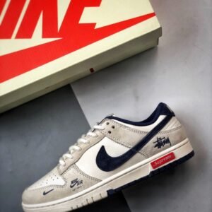 【AT3312】Nike Dunk x Stussy x Supreme コラボスニーカー Nike Dunk Low Retro ステューシー ホワイト ネイビー ローカット スニーカー
