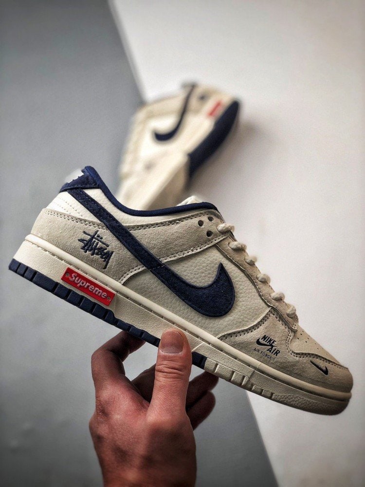 【AT3312】Nike Dunk x Stussy x Supreme コラボスニーカー Nike Dunk Low Retro ステューシー ホワイト ネイビー ローカット スニーカー