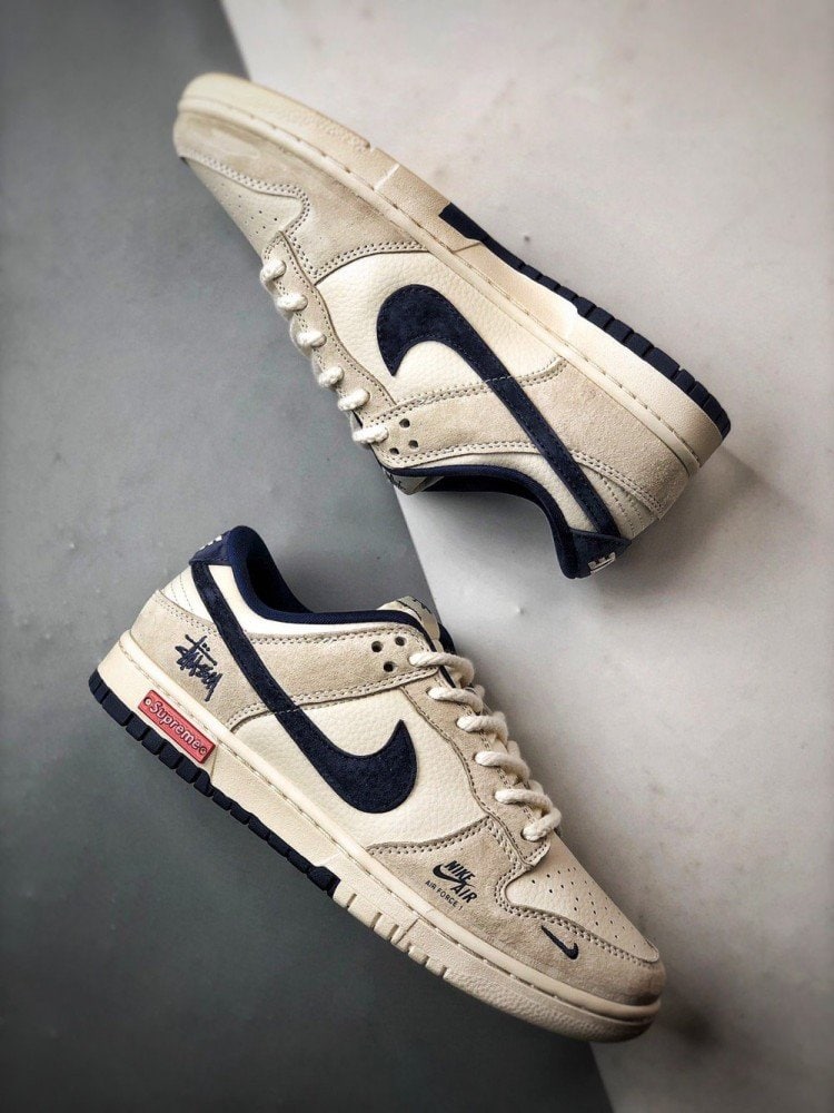 【AT3312】Nike Dunk x Stussy x Supreme コラボスニーカー Nike Dunk Low Retro ステューシー ホワイト ネイビー ローカット スニーカー