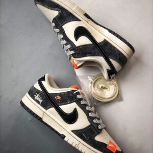 【AT3313】Nike x Stussy コラボ デザインのクラシックなカジュアルスポーツシューズ Nike Dunk Low Retro ステューシー ホワイトブラック ローカットカジュアルスポーツスニーカー