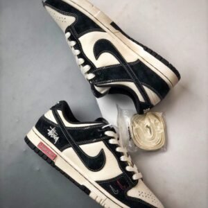 【AT3317】Nike x Stussy x Supreme のコラボスニーカー - ファッションと快適さを兼ね備えた、クラシックなトレンド。Nike Dunk Low Retro ストゥーシー×ブラック 刺繍 ダブルフック ロープロファイル カジュアルスポーツシューズ