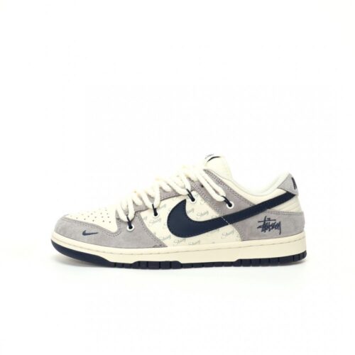 【AT3318】Nike x Stussyコラボシューズ - ファッションのクラシックデザイン、トレンド必須アイテムNike Dunk Low Retroステューシー ミディアムグレー・ブラックディストラクションストラップ ローカットカジュアルスポーツシューズ