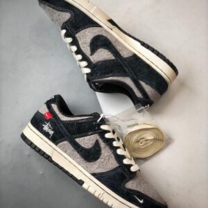 【AT3319】Nike x Stussyコラボレーションスポーツシューズ、クラシックでおしゃれなデザイン Nike Dunk Low Retro ステューシー ファーブラックグレー ローカットカジュアルスポーツシューズ