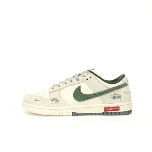 【AT3321】Nike x Stussy x Supremeのコラボレーションカジュアルスポーツシューズ - ファッショントレンドモデル Nike Dunk Low Retro ステューシーミントグレー ローカットカジュアルスポーツスニーカー