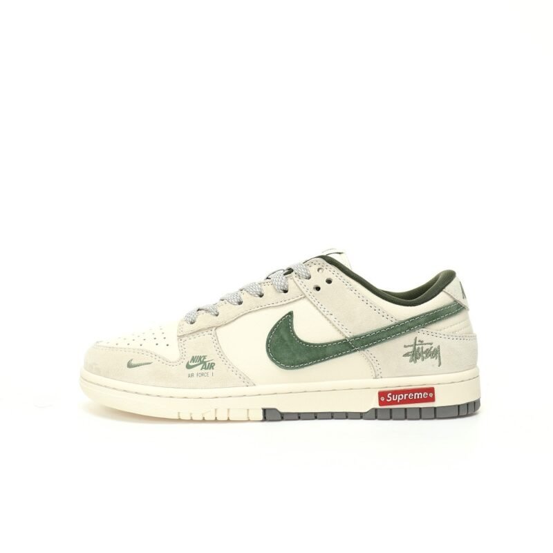【AT3321】Nike x Stussy x Supremeのコラボレーションカジュアルスポーツシューズ - ファッショントレンドモデル Nike Dunk Low Retro ステューシーミントグレー ローカットカジュアルスポーツスニーカー