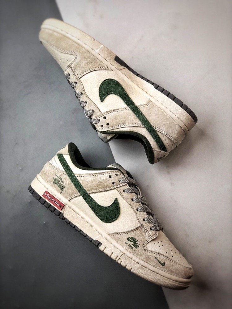 【AT3321】Nike x Stussy x Supremeのコラボレーションカジュアルスポーツシューズ - ファッショントレンドモデル Nike Dunk Low Retro ステューシーミントグレー ローカットカジュアルスポーツスニーカー