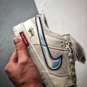 【AT3324】Nike x Stussy x Supremeコラボシューズ（クラシックなカラーリング、快適なデザイン、コレクションに値する）Nike Dunk Low Retro ステューシーミントシルバーフック ローカットカジュアルスポーツシューズ
