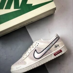 【AT3324】Nike x Stussy x Supremeコラボシューズ（クラシックなカラーリング、快適なデザイン、コレクションに値する）Nike Dunk Low Retro ステューシーミントシルバーフック ローカットカジュアルスポーツシューズ