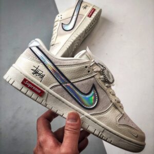 【AT3324】Nike x Stussy x Supremeコラボシューズ（クラシックなカラーリング、快適なデザイン、コレクションに値する）Nike Dunk Low Retro ステューシーミントシルバーフック ローカットカジュアルスポーツシューズ