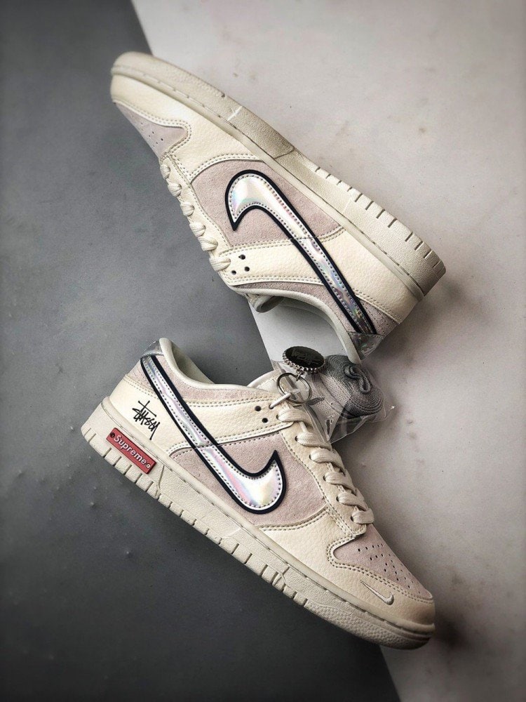 【AT3324】Nike x Stussy x Supremeコラボシューズ（クラシックなカラーリング、快適なデザイン、コレクションに値する）Nike Dunk Low Retro ステューシーミントシルバーフック ローカットカジュアルスポーツシューズ