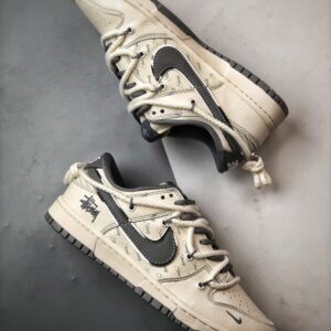 【AT3325】Nike x Stussy Dunk のコラボレーションスポーツシューズは、クラシックなデザインで快適で通気性があり、ファッション性の高いストリートスタイルです。Nike Dunk Low Retro ステューシー刻印ベージュ解体ビンディング ロートップカジュアルスポーツスニーカー