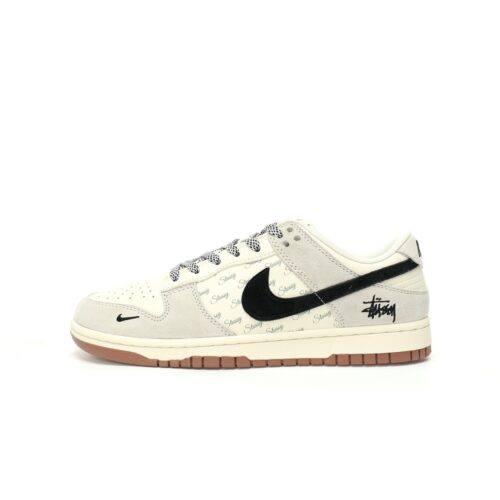 【AT3328】Nike × Stussy Dunk コラボスニーカー　メンズ、レディース、トレンディなスタイリッシュなスケートシューズ　Nike Dunk Low Retro StussyホワイトブラックSwoosh ローカットカジュアルスポーツスニーカー