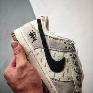 【AT3328】Nike × Stussy Dunk コラボスニーカー　メンズ、レディース、トレンディなスタイリッシュなスケートシューズ　Nike Dunk Low Retro StussyホワイトブラックSwoosh ローカットカジュアルスポーツスニーカー