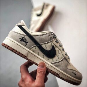 【AT3328】Nike × Stussy Dunk コラボスニーカー　メンズ、レディース、トレンディなスタイリッシュなスケートシューズ　Nike Dunk Low Retro StussyホワイトブラックSwoosh ローカットカジュアルスポーツスニーカー