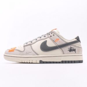 【AT3329】Nike x Stussy Dunk コラボレーションローカットスニーカー Nike Dunk Low Retro ステューシー ミストグレー/オレンジ ローカットレジャースポーツシューズ