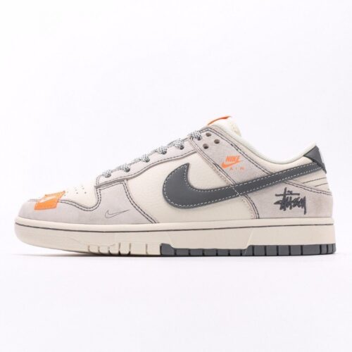 【AT3329】Nike x Stussy Dunk コラボレーションローカットスニーカー Nike Dunk Low Retro ステューシー ミストグレー/オレンジ ローカットレジャースポーツシューズ