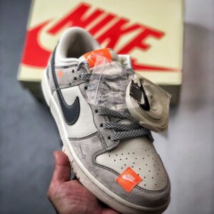 【AT3329】Nike x Stussy Dunk コラボレーションローカットスニーカー Nike Dunk Low Retro ステューシー ミストグレー/オレンジ ローカットレジャースポーツシューズ