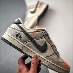 【AT3329】Nike x Stussy Dunk コラボレーションローカットスニーカー Nike Dunk Low Retro ステューシー ミストグレー/オレンジ ローカットレジャースポーツシューズ