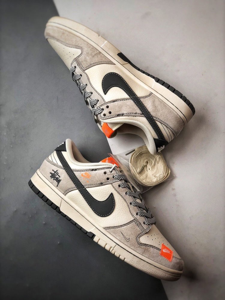 【AT3329】Nike x Stussy Dunk コラボレーションローカットスニーカー Nike Dunk Low Retro ステューシー ミストグレー/オレンジ ローカットレジャースポーツシューズ