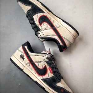 【AT3332】Stussy x Supreme x Nike のコラボスニーカー、クラシックなストリートスタイルNike Dunk Low Retro ステューシーの深紅色と青色の低カットカジュアルスポーツシューズ