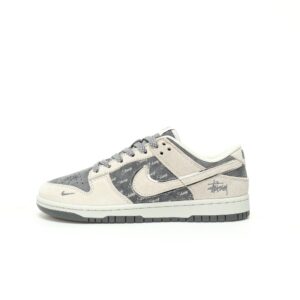【AT3333】Nike x Stussy Dunk のコラボクラシックスニーカー、Nike Dunk Low Retro ステューシー·ミディアム·グレー ローカットレジャースポーツシューズ