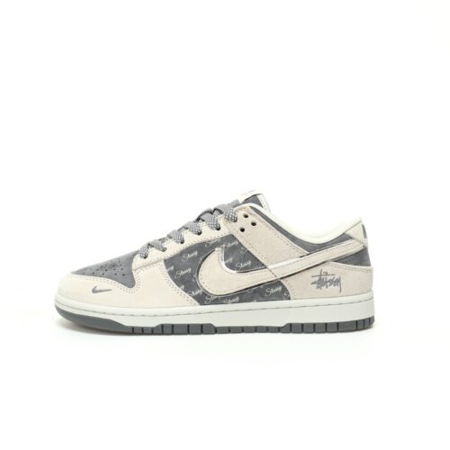 【AT3333】Nike x Stussy Dunk のコラボクラシックスニーカー、Nike Dunk Low Retro ステューシー·ミディアム·グレー ローカットレジャースポーツシューズ