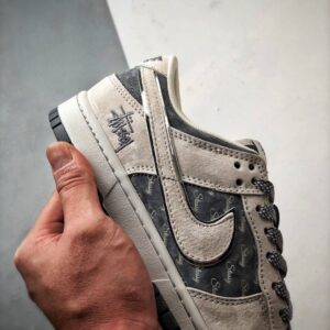 【AT3333】Nike x Stussy Dunk のコラボクラシックスニーカー、Nike Dunk Low Retro ステューシー·ミディアム·グレー ローカットレジャースポーツシューズ