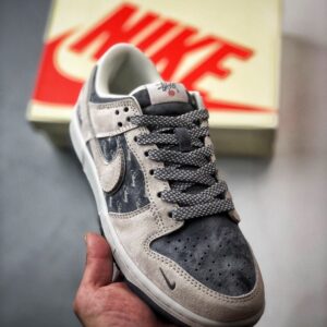 【AT3333】Nike x Stussy Dunk のコラボクラシックスニーカー、Nike Dunk Low Retro ステューシー·ミディアム·グレー ローカットレジャースポーツシューズ