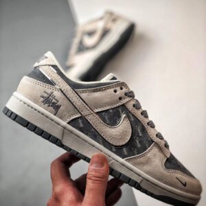 【AT3333】Nike x Stussy Dunk のコラボクラシックスニーカー、Nike Dunk Low Retro ステューシー·ミディアム·グレー ローカットレジャースポーツシューズ
