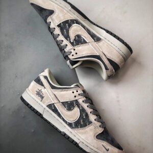 【AT3333】Nike x Stussy Dunk のコラボクラシックスニーカー、Nike Dunk Low Retro ステューシー·ミディアム·グレー ローカットレジャースポーツシューズ