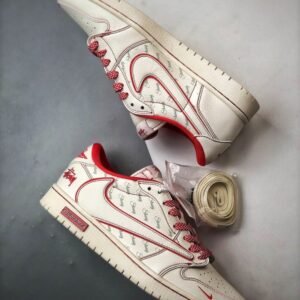 【AT3339】Nike x Stüssy x Supremeのコラボレーション Air Jordan 1 Low OGが、スタイリッシュでカジュアルなデザインで、ホワイトとレッドのカラーリングが特徴です。高品質な製造工程を経て作られた、このスニーカーは大人気アイテムです。